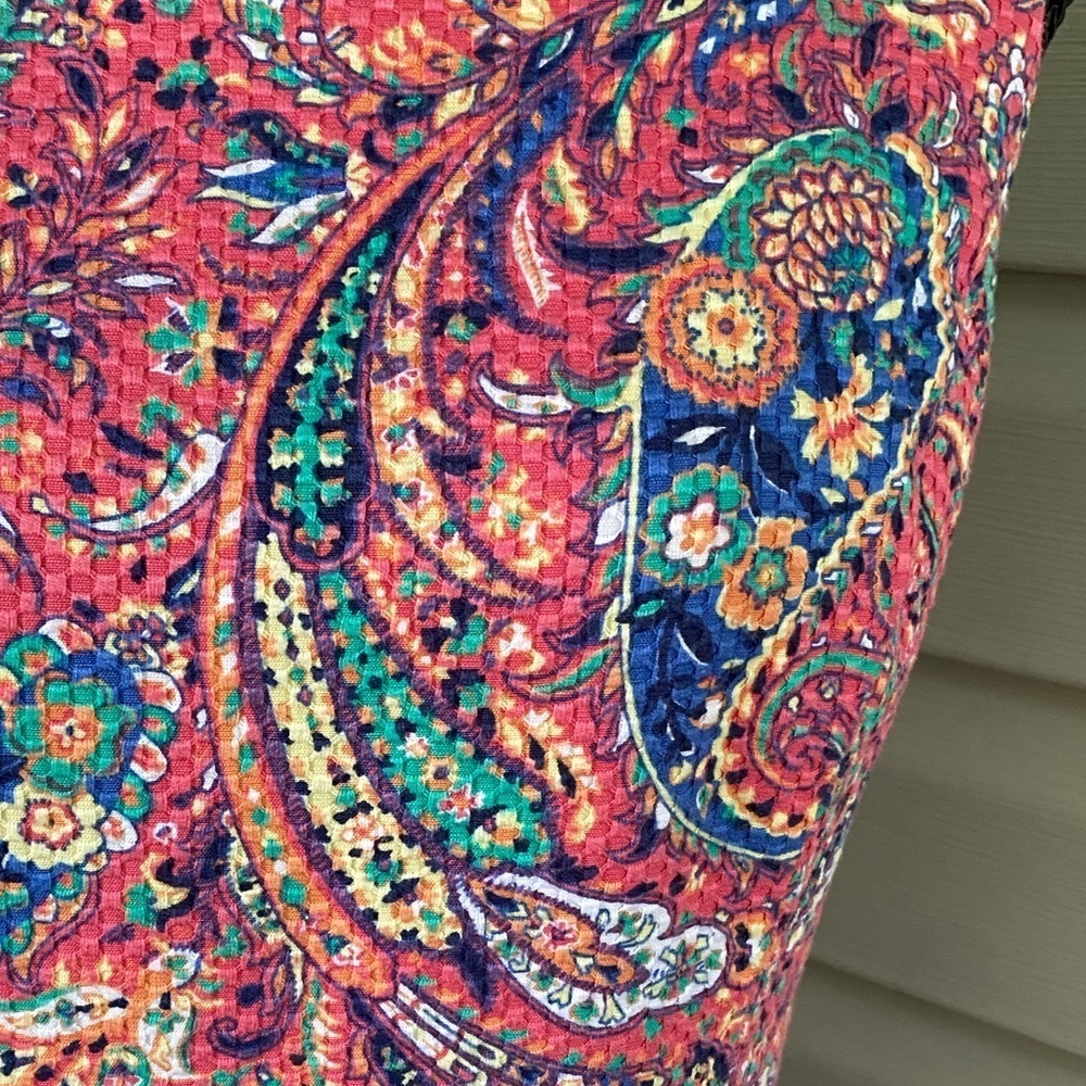 TALBOTS pink salmon Bonaire Paisley Sleeveless Sheath Dress sz 4P open back EUC - Picture 12 of 15